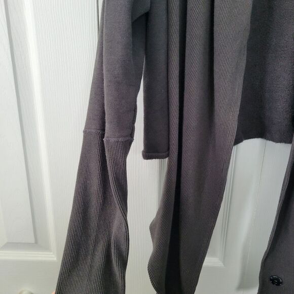 Clary Sage Organics Bamboo Organic Cotton Gray Wrap Cardigan Sweater Size L Snap - Picture 5 of 8